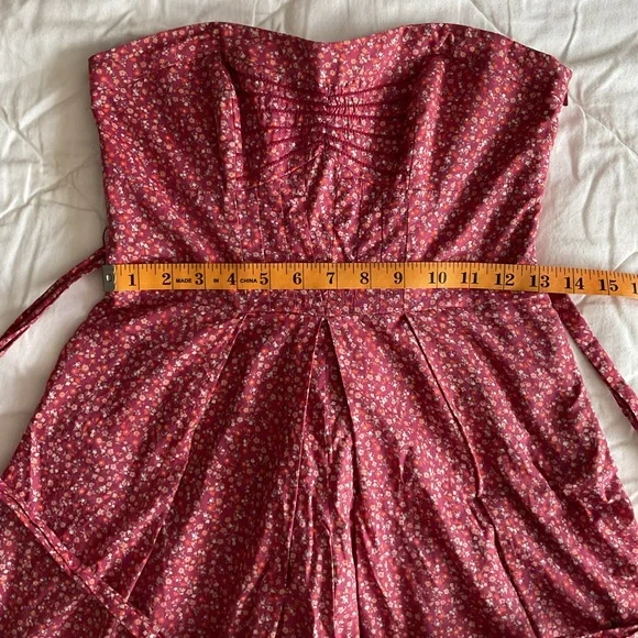 American Eagle Pink Ditsy Flowers Strapless Dress - Picture 12 of 13